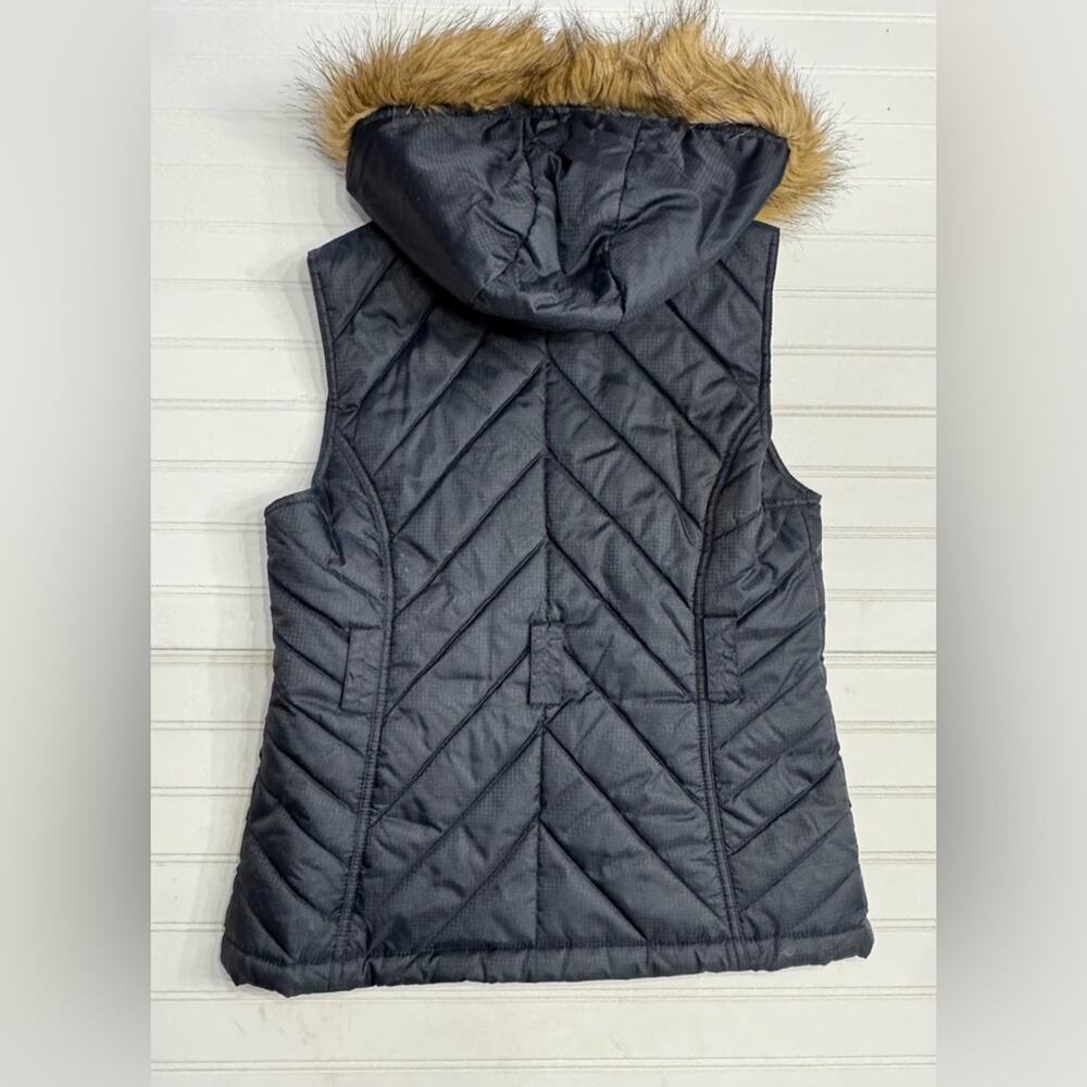 Southpole Y2K Faux Fur Black Gold Puffer Vest Zip Button Up Size Medium - Picture 6 of 6